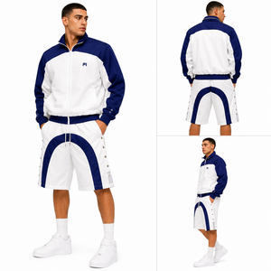 Ensemble de survêtement personnalisé brodé pour homme, coupe-vent en nylon deux pièces avec fermeture éclair, idéal pour l'été - Product Image 4