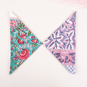 Artisan Handmade 100% Cotton Floral Block Printed 21" <b>Square</b> Bandana Hair <b>Scarf</b> High Quality Skin-Friendly Four Seasons Fashion - Product Image 1