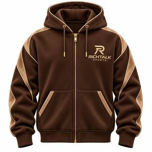 Sweat à capuche zippé pour homme, coupe classique, en molleton sportif, avec logo imprimé par transfert thermique sur le devant - Product Image 3