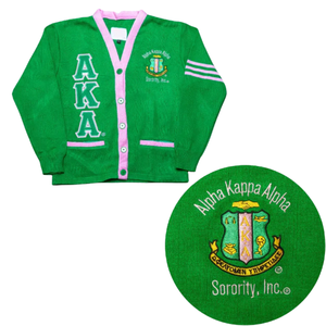 Cardigan en maille sergé vert brodé à double couture pour femme, avec lettres, boutonnage frontal, style décontracté et tendance - Product Image 4