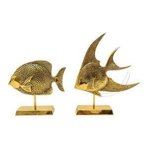 Sculpture de poisson en laiton design, élégante décoration nautique pour table à manger, bureau et entrée - Product Image 6