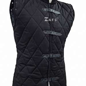 Gambeson médiéval rembourré en coton fait main, veste sans manches noire matelassée, pour reconstitution historique, costume de foire de la Renaissance - Product Image 5
