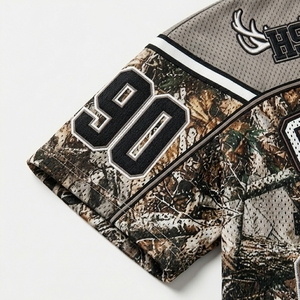 Maillot de football américain ample en maille, coupe courte, style rétro camouflage, sublimation, streetwear - Product Image 4