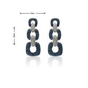 2.36 Cttw White & Blue Diamond Drop <b>Dangle</b> <b>Earrings</b> 925 Sterling <b>Silver</b>, Round Cut Natural Diamond <b>Earrings</b> for Women, Push Back - Product Image 5