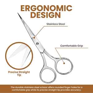 Mini Stainless Steel Curved Round Tip Grooming Eyebrow Eyelash Nose Hair Beard Trimming Scissors <b>Makeup</b> Beauty <b>Tool</b> Custom Color - Product Image 2
