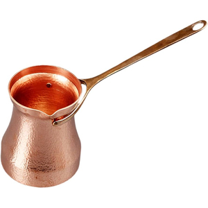 Cafetière turque traditionnelle en cuivre pur martelé à la main, authentique, vintage, Cezve Ibrik, avec poignée en laiton, en solde - Product Image 1