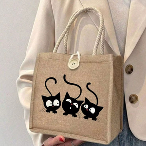 Sac de transport réutilisable en coton décontracté avec poignée en coton, grande capacité, idéal pour les courses et le commerce de détail - Product Image 1