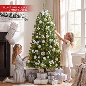 Albero di Natale Artificiale Premium Pre-Illuminato con 200/500 Luci LED Bianco Caldo, Pieghevole per Uso Interno, Opzioni da 6ft/7ft/8ft - Product Image 4