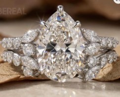 REYES 925 Sterling Silver GRA Certified Fine Jewelry Pear Cut 3 Carat Moissanite Engagement Solitaire Ring For Women - Product Image 1