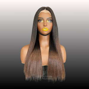 Precio al por mayor de fábrica punta marrón suizo/HD pelucas de encaje cabello humano sin pegamento hueso recto extensiones de cabello humano Remy - Product Image 1