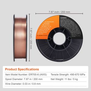 Alambre de Soldadura MIG Sólido ER70S 6, 0.030 Pulgadas, 11 Libras, para Soldadura con Gas en Todas las Posiciones, Bajo Desgaste, con Altos Niveles de Desoxidantes, Peso de 5 kg - Product Image 5