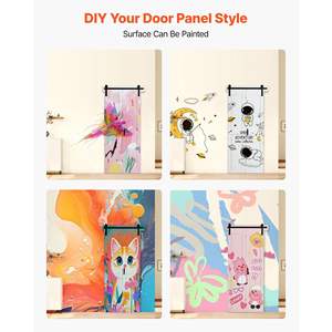 Portes de placard coulissantes à double battant blanches de 36 po x 84 po, kit de quincaillerie pour porte de grange à double battant, cadre en H, design en MDF gain de place pour chambre à coucher, salon - Product Image 6