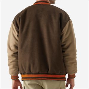 New High Quality Unisex Baseball Varsity Lettermen <b>Jacket</b> Geometric Stand Collar Fashionable Wool Sleeves Wool Fabric Casual - Product Image 3
