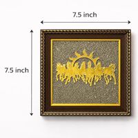 KHATI HOUSE Vastu Shakti 7 Caballos con Marco de Pirita en Bruto, Decoración para la Prosperidad, el Éxito y la Riqueza, para el Hogar, la Oficina o como Regalo