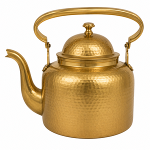 Classic <b>Copper</b> Tea Kettle With Lid Metal <b>Handle</b> Round Design Vintage Style for Kitchenware Dining Table Use - Product Image 6