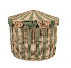 Cesta de Almacenamiento de Seagrass con Forma de Carpa de Circo, Tejida a Mano, con Rayas y Tapa con Borde Festoneado, para la Habitación Infantil - Product Image 2