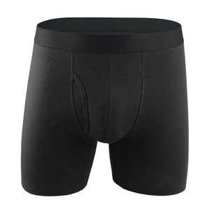 Men's Solid Color Mid Waist <b>Boxer</b> Briefs Breathable Cotton Spandex Knitted Shorts Casual Underwear - Product Image 3