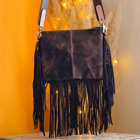 Sac bandoulière en cuir de vachette véritable 100% fait main, avec franges en fourrure, style bohème, couleur turquoise, nouveau sac de créateur pour femmes