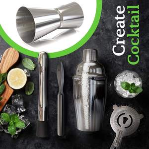 Ensemble de bar, kit de mixologie pour barman, noir mat, acier inoxydable 201, outil de bar, shaker à cocktails, excellent cadeau pour barman - Product Image 4