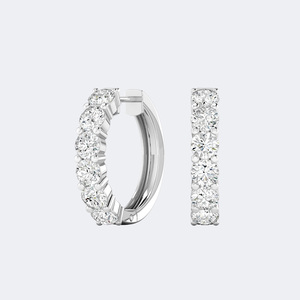 Pendientes de aro tipo Huggie con engaste de puntas compartidas y corte redondo de 1.00 CTW - Product Image 5