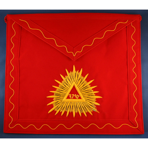 Custom Embroidered Red Masonic Apron with Gold <b>Star</b> and Triangle Symbol for Lodge Use - Product Image 1