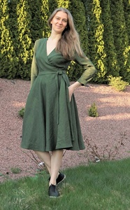 Nouvelle Arrivée Robe Longue Cache-Cœur en Coton 100% à Manches Longues et Col en V pour Femme, Formelle, Demoiselle d'Honneur, Écologique et Respirante - Product Image 3