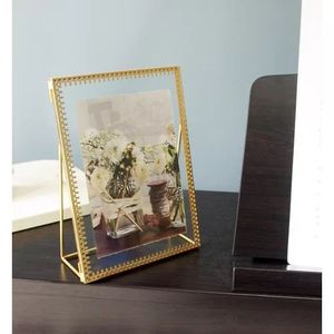Elegant Metal And Glass Photo Frame Decorative Picture Display for Home Living Room Tabletop and <b>Wedding</b> Gift Collection - Product Image 1