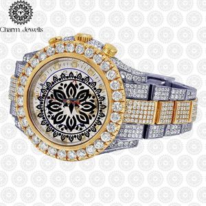 Montre de luxe pour homme Charm_Jewells avec diamants, boîtier en acier inoxydable doré, mouvement mécanique analogique, cadran de 40 mm, chronographe tendance 10 - Product Image 1