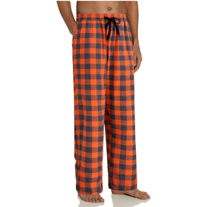 <b>Flannel</b> Plaid Jogging <b>Pajama</b> Pants Inner Drawstring Closure Plain Working Outdoor Straight Casual Lightweight Breathable Summer - Product Image 1