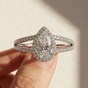 Bague de fiançailles en or 10 carats avec diamant de laboratoire taille poire, bague de mariage solitaire pour femme, bijoux fins en diamant sur mesure - Product Image 4