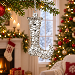 Ornement de Noël en maille métallique argentée pour botte, décoration de chaussette de Noël suspendue, décorations de fête en métal de luxe, vente en gros - Product Image 1