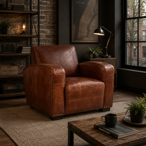 Sillón Chesterfield Tradicional de Cuero Genuino con Respaldo Acolchado Profundo, Brazos Enrollados y Patas de Madera Maciza, Color Marrón para Sala de Estar - Product Image 5