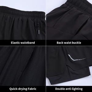 Shorts de sport d'été pour hommes, séchage rapide, loisirs en plein air, course à pied, fitness, shorts de basketball double couche avec doublure - Product Image 3