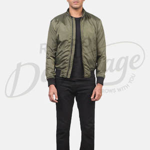 เสื้อแจ็คเก็ตบอมเบอร์สีเขียวมะกอกสำหรับผู้ชาย น้ำหนักเบา สวมใส่สบาย กันลม ทรงเข้ารูป ซิปหน้า สไตล์วาร์ซิตี้ แฟชั่นเสื้อผ้ากีฬา เสื้อคลุมแฟชั่น - Product Image 4