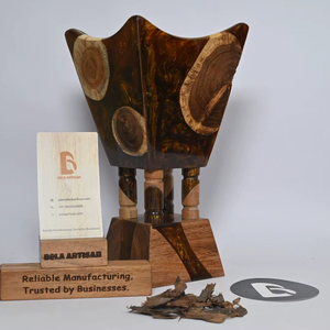 Luxury Brown Amber Finish Acacia Wood Resin <b>Bakhoor</b> Burner Handmade Incense <b>Oud</b> Burner Home Decor Gift Bela Artisan - Product Image 1