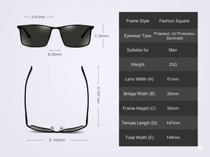 Lunettes de soleil polarisées TAC carrées classiques en aluminium et magnésium de haute qualité, tendance RTS 2026 pour hommes, activités de plein air - Product Image 6
