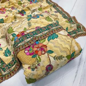 Tissu brocart de luxe imprimé, tissu jacquard brodé imprimé pour robe de mariée, Kurti, robe et costume - Product Image 4
