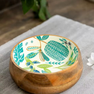 Reliable Manufacturer Unique Wooden <b>Bowl</b> With <b>Enamel</b> Work For Artistic Table Decor Creating Eye Catching Serving Presentation - Product Image 1