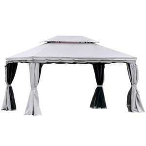 Gazebo da Giardino 3x4m Grigio, Tettoia e Pergola Resistenti per Intrattenimento all'Aperto - Product Image 6
