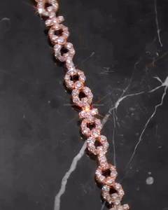 Elegant Rose Gold Lab Grown Diamond <b>Bracelet</b> Featuring Luxurious Open Link Design And Brilliant Round Stones - Product Image 1