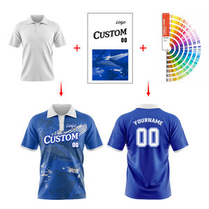 T-shirt de golf décontracté et professionnel pour homme, coupe classique, manches courtes, anti-plis, avec logo personnalisé sublimé sur la poche, idéal pour l'été - Product Image 3