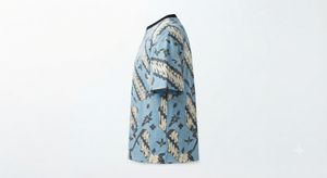 Camiseta de Manga Corta con Cuello Redondo y Bordado Floral en Azul Claro para Hombre, Estilo Urbano - Product Image 2