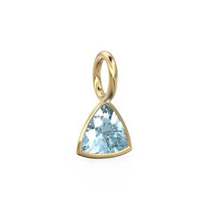 Aquamarine 5mm 14k Yellow <b>Solid</b> <b>Gold</b> Charm <b>Pendant</b> Bezel Jewelry Finding / March Birthstone / Trillion Cut Blue Gemstone - Product Image 2