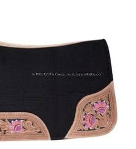 Feutre de laine florale néo-zélandaise de qualité supérieure/Vardhman Western tapis de selle en cuir repoussé à la main Design polaire d'équitation - Product Image 3