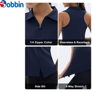 Polo sin mangas para mujer de marca privada, cómodo, con logo personalizado, para golf - Product Image 6