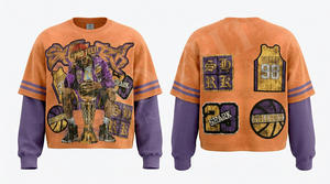 Offre Spéciale – T-shirt Hip-Hop Tendance à Double Manches et Col Montant, Respirant, Confortable, Coupe Ample et Oversize, Personnalisable, 100% Coton - Product Image 5