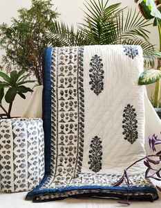 Ensemble de couette indienne 100 % coton faite à la main, imprimée, réversible, motif Jaipuri, multicolore, élégante, écologique et jetable - Product Image 1