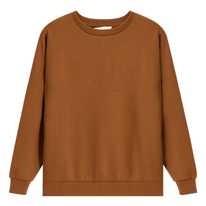 Sudaderas de Forro Polar Marrón Sólido de Cuello Redondo para Mujer, de Alta Moda, Casuales de Invierno, con Logo Frontal y Mangas Largas, Venta al por Mayor - Product Image 1