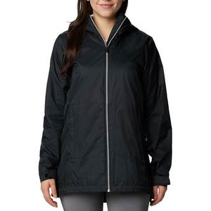 Chaqueta con capucha y cremallera para mujer, ropa exterior impermeable de manga larga de color sólido, longitud regular, acolchado de poliéster, ropa de otoño - Product Image 1