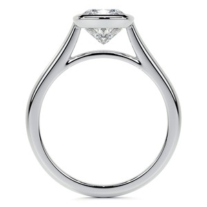 Classic Bezel Set <b>Cushion</b> Cut Moissanite Ring 14K Solid White Gold Engagement Ring Solitaire Wedding Ring <b>For</b> Her - Product Image 6